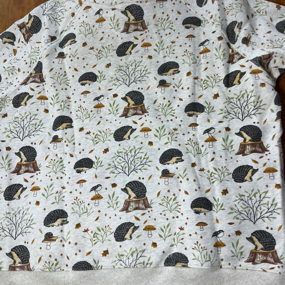 SM Wardrobe Hedgehog Mushroom Woodland Print Zip Up Hoodie Grey Small HO-116 - Picture 7 of 7